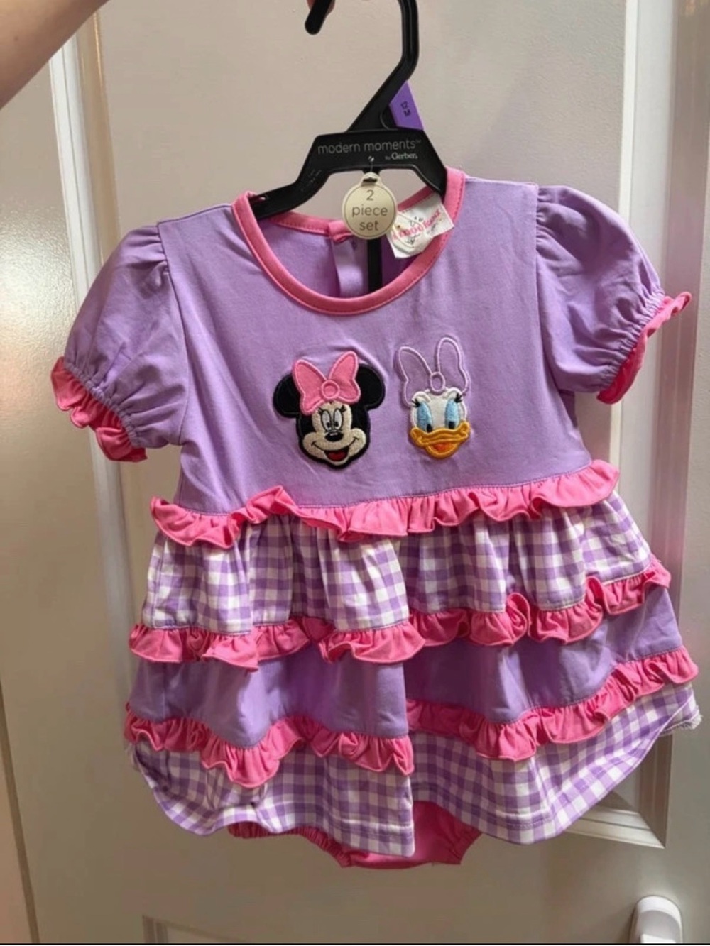 Disney Minnie & Daisy Ruffle One-Piece Bodysuit in Lilac and Pink